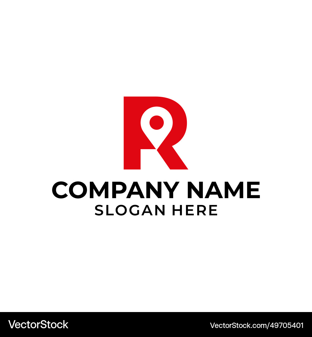 Letter r logo with location icon pointer Vector Image