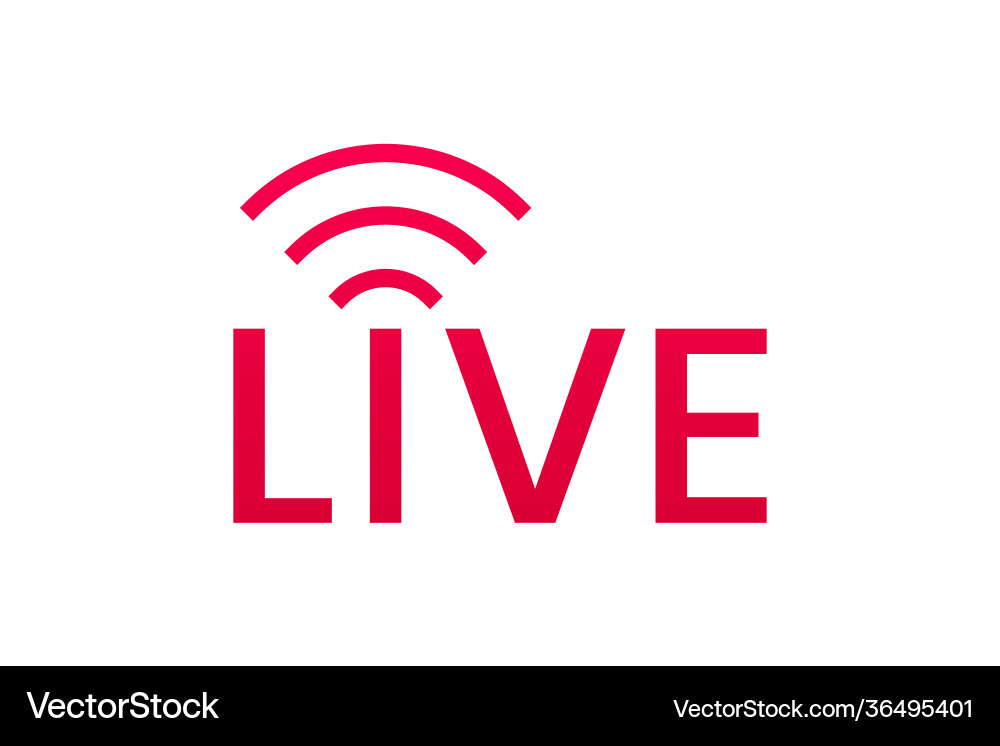 Live streaming icon button for broadcasting Vector Image