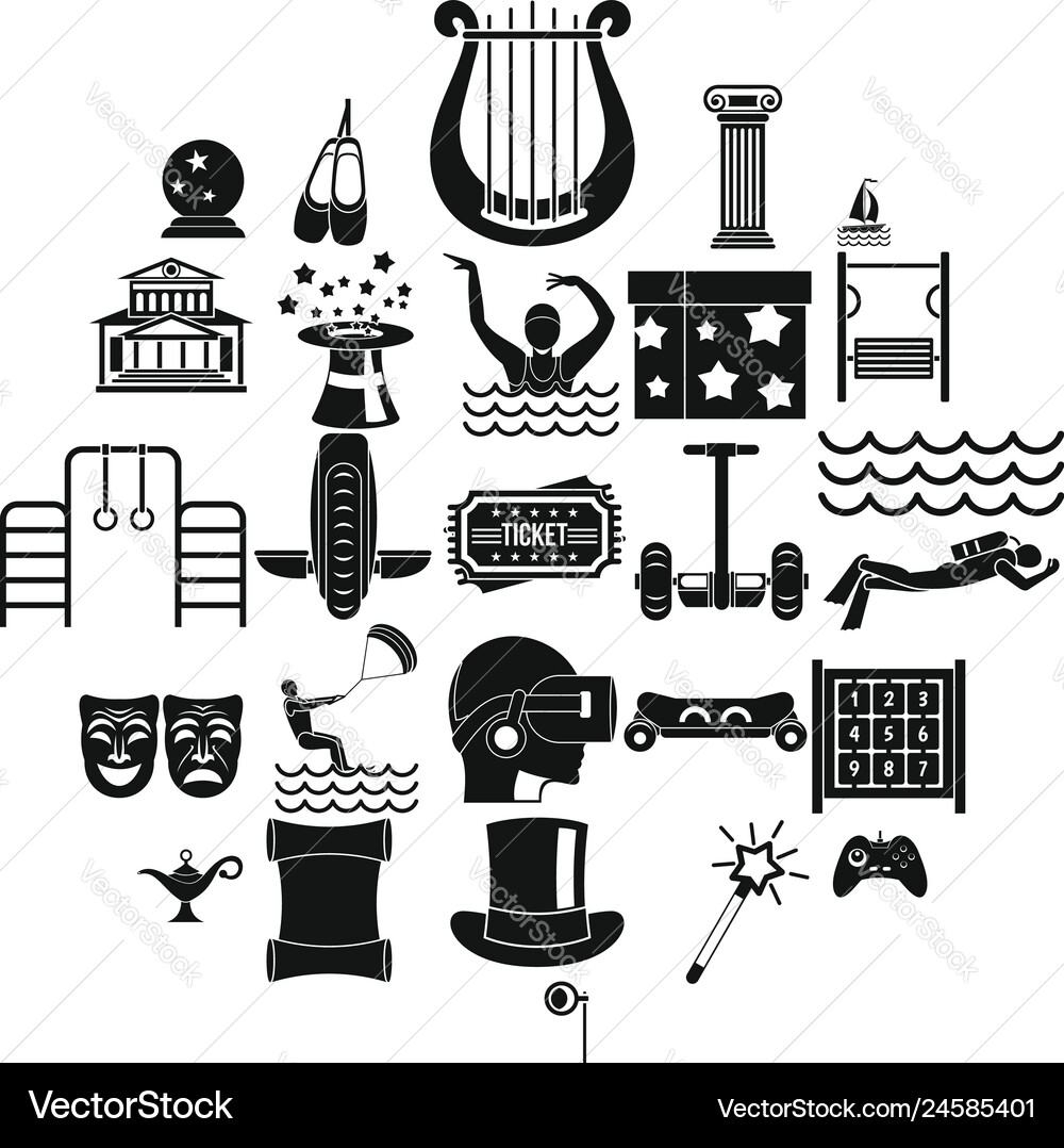 Magic icons set simple style vector image