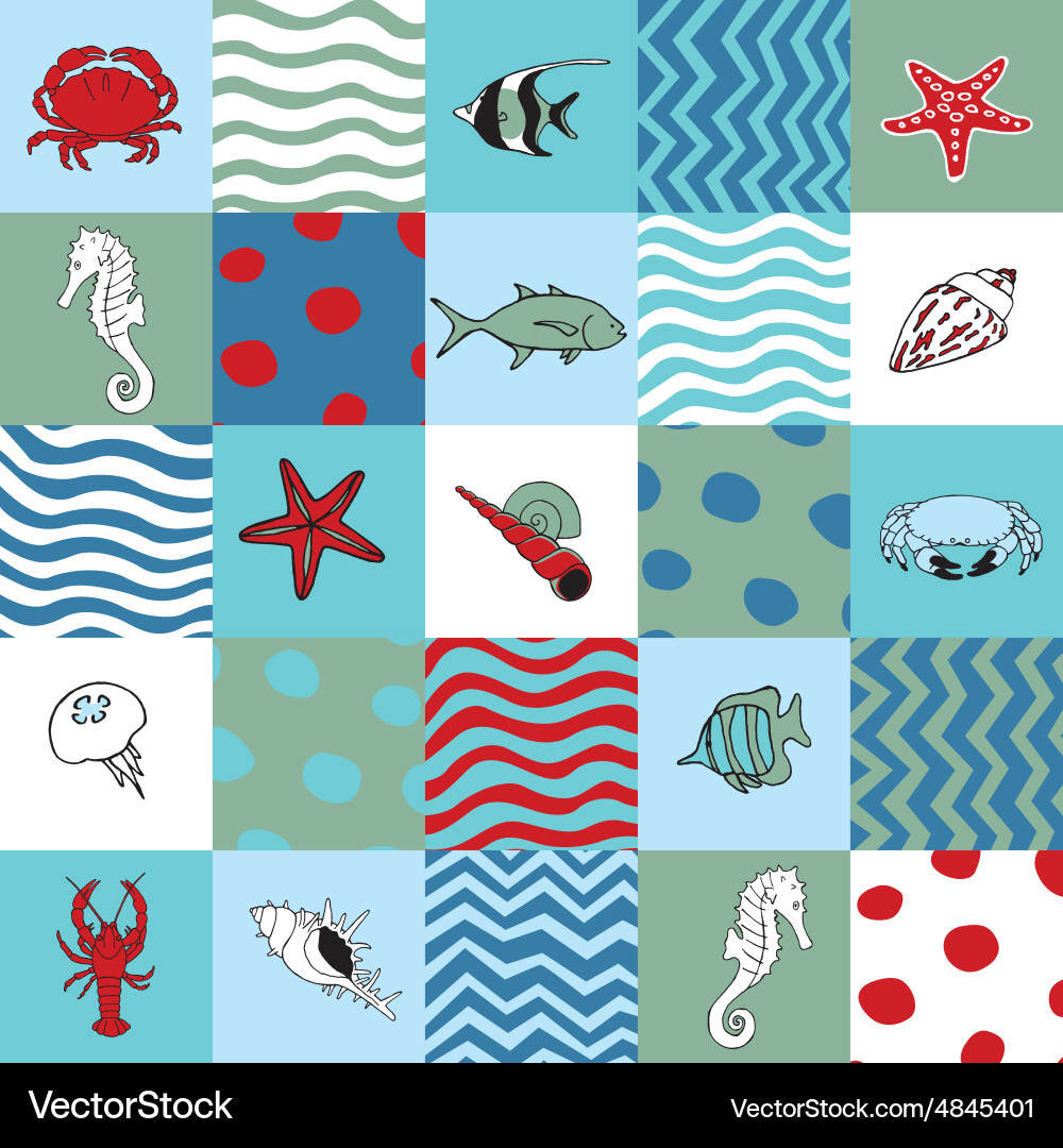 Marine Seashell Pattern vector image