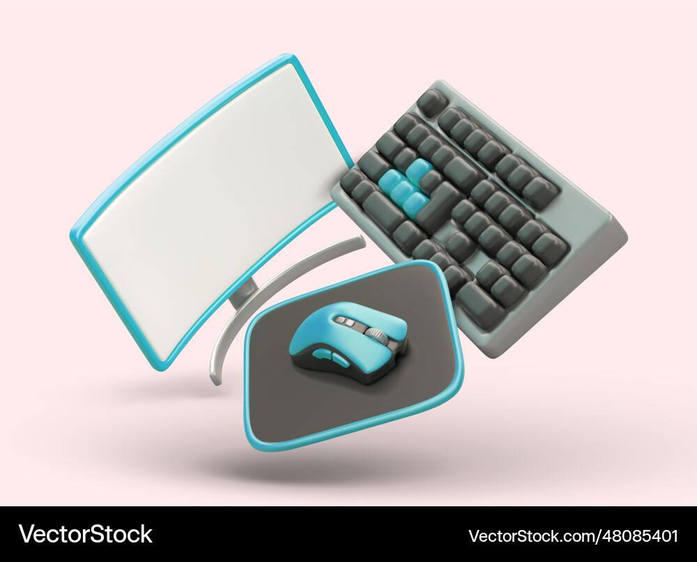 Modern Computer Setup 3D Render vector image