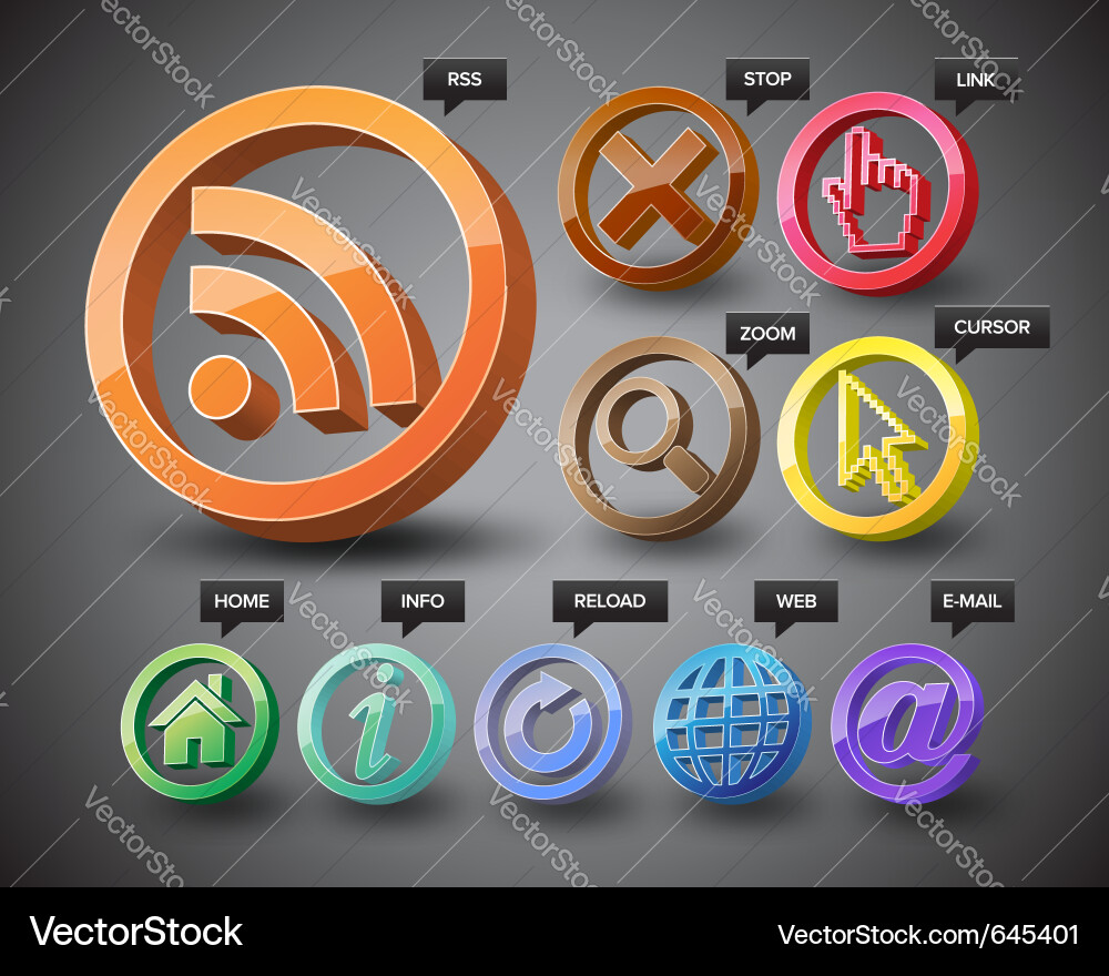 Moderne 3D Web Icons Vektorbild