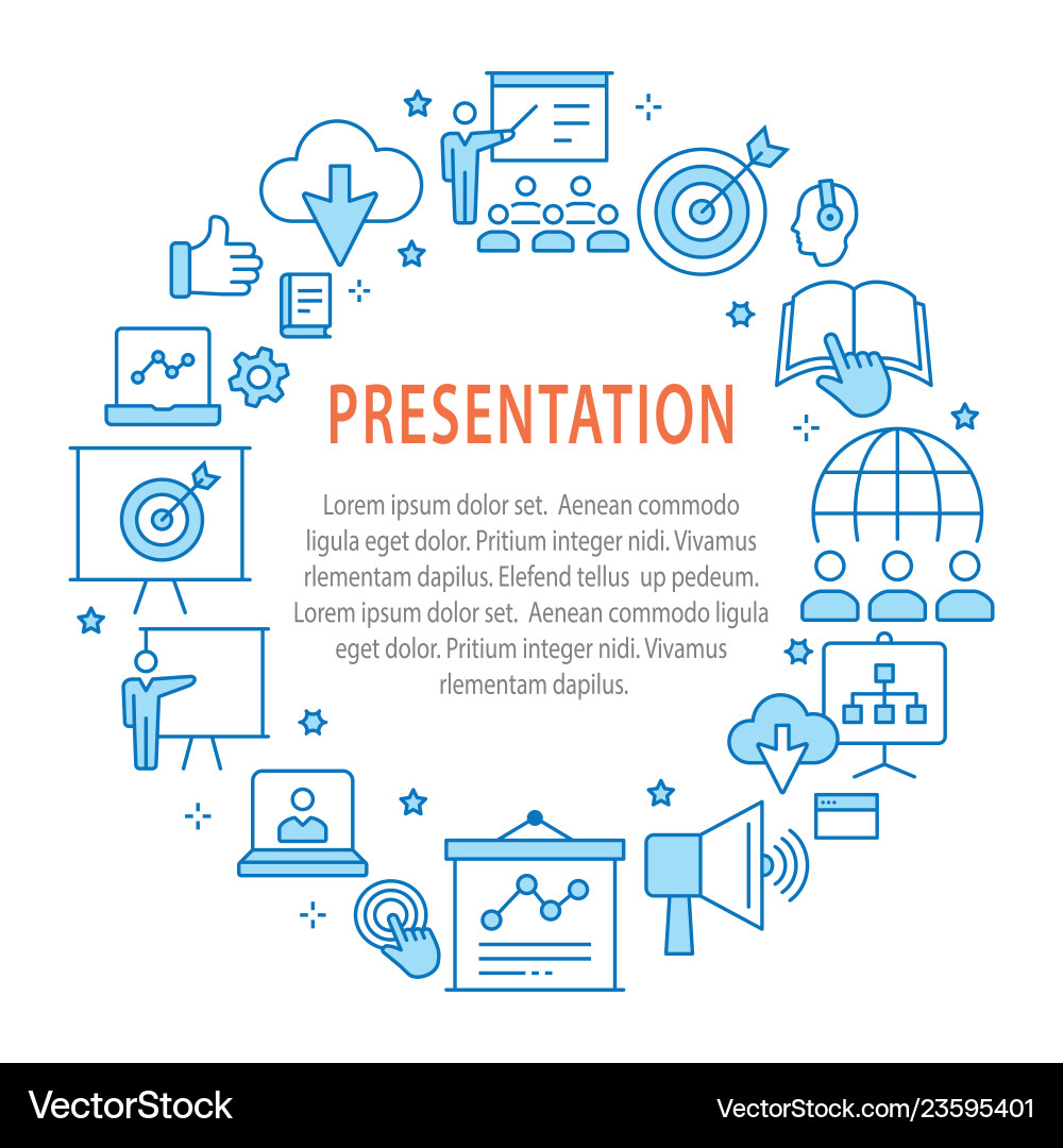 Presentation outline icons set for interface Presentation outline icons set for interface vector image