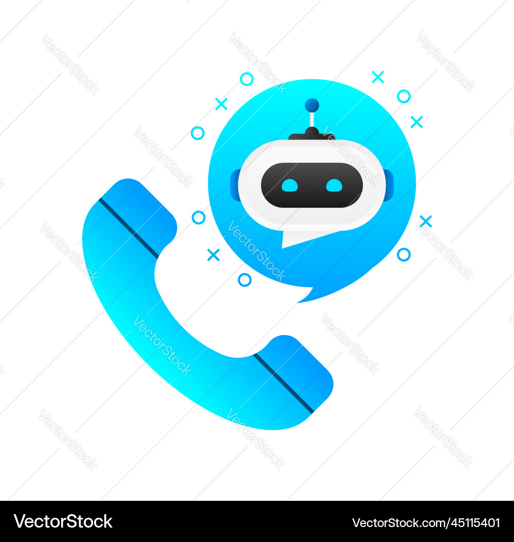 Robot icon support service chat bot robocall Robot icon support service chat bot robocall vector image