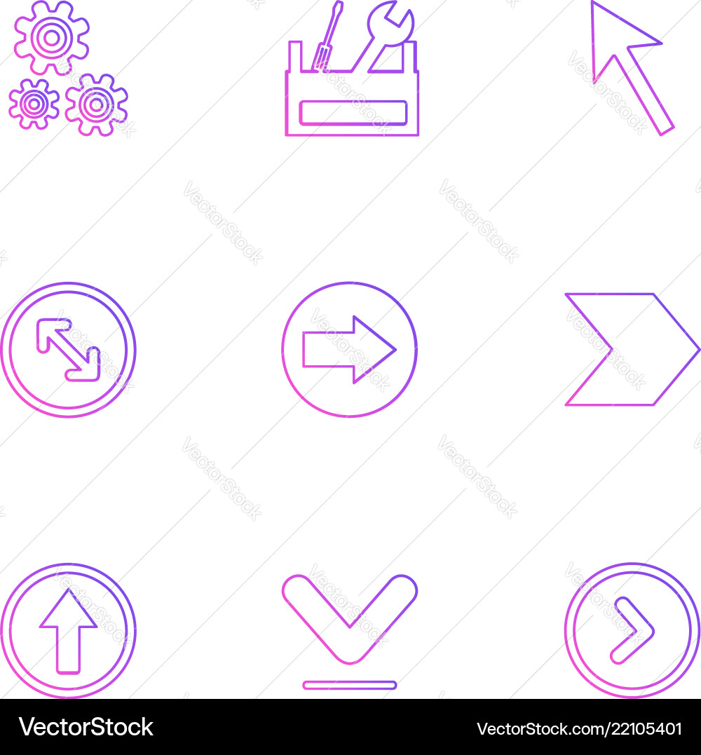 Setting gear tools pointer next arrows Vector Image