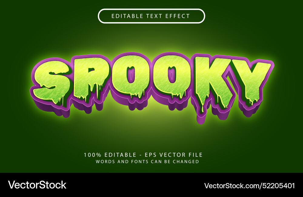 Spooky 3d text effect and editable Royalty Free Vector Image