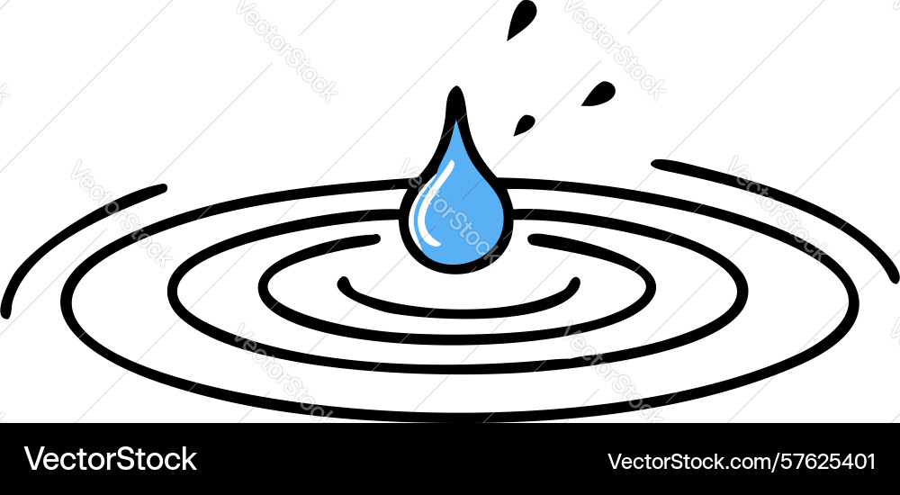 Water drop creating concentric ripples icon vector image