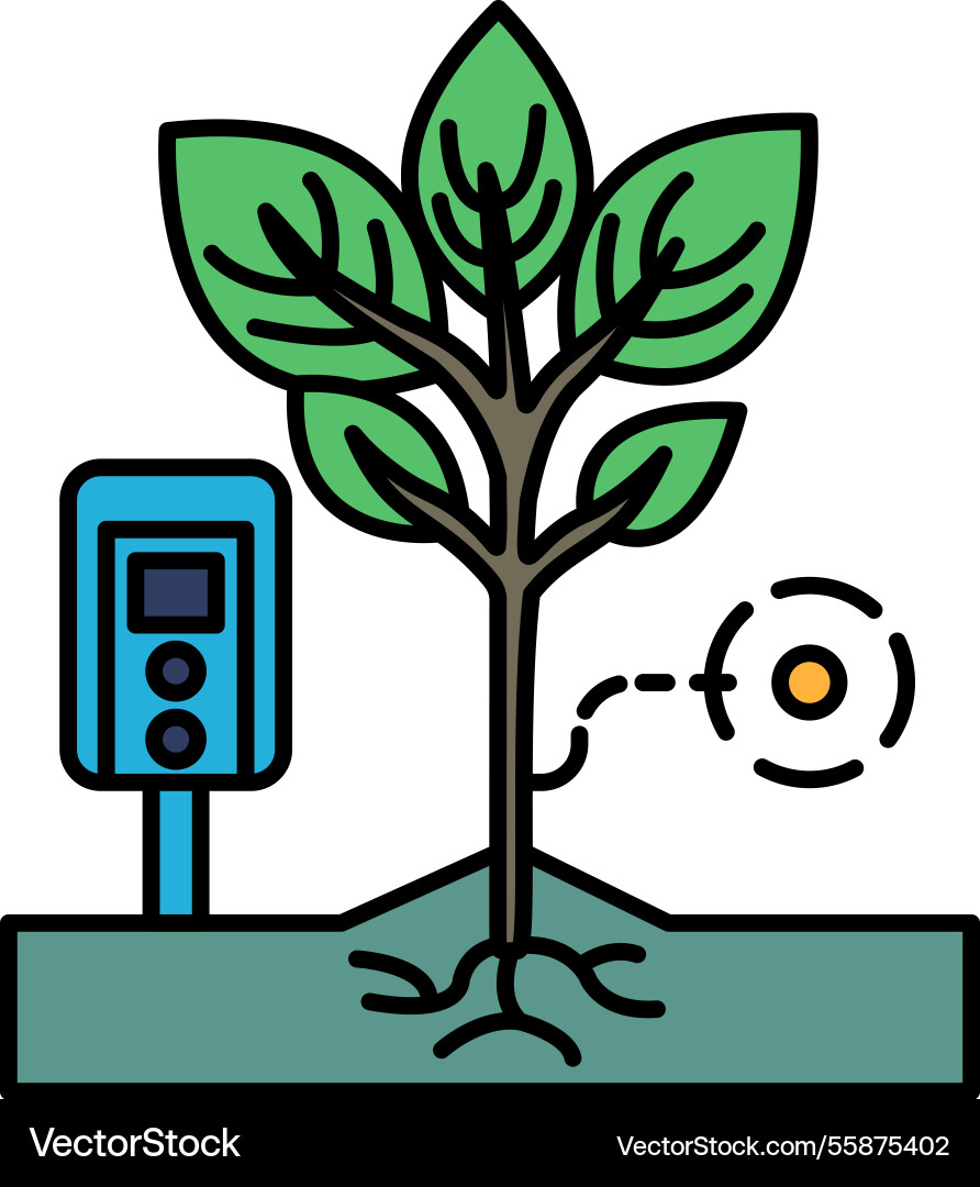 A tree with device on the ground next A tree with device on the ground next Vector Image