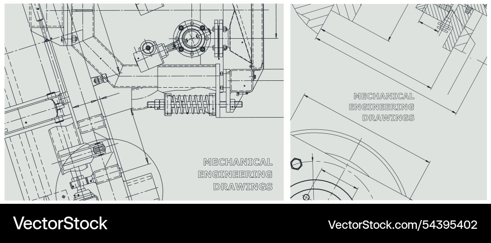 Blueprint set engine line drawing Blueprint set engine line drawing vector image