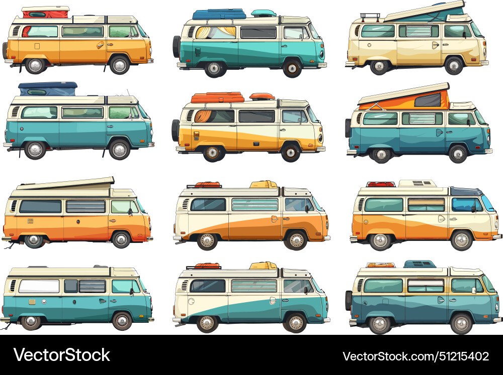 Cartoon campervan Auto-Icons Wohnmobil LKW Cartoon campervan Auto-Icons Wohnmobil LKW vektorbild