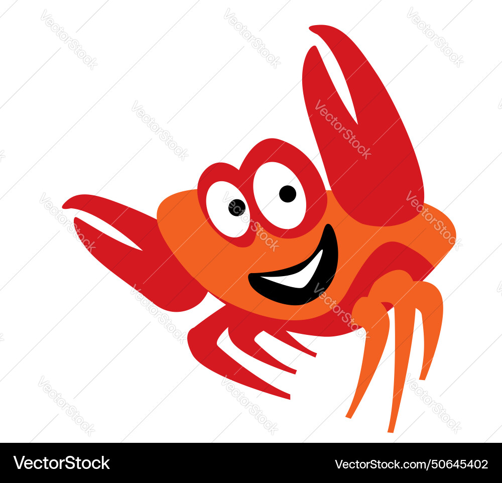 Cheerful red crab the sea dweller greets friends Cheerful red crab the sea dweller greets friends vector image