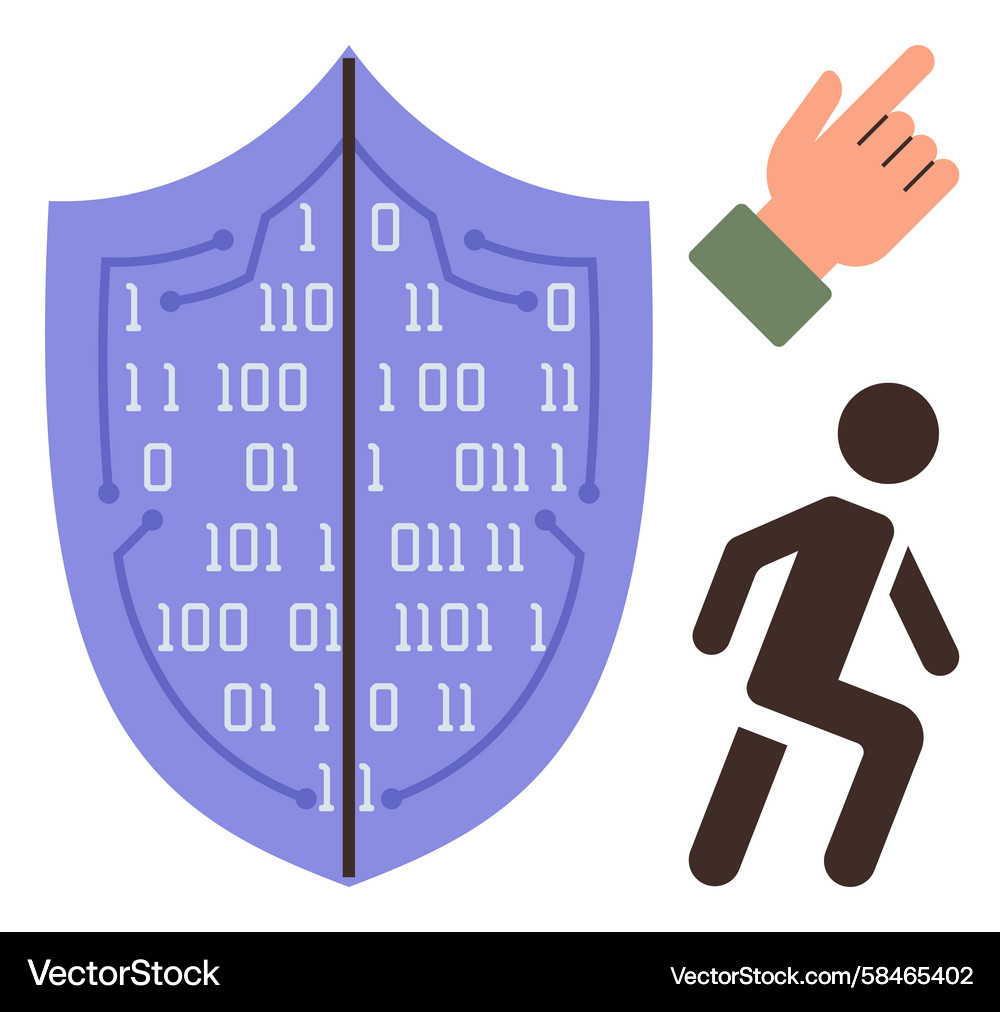 Digital Security Shield - Binary Code Vector Image