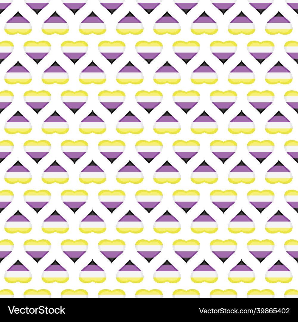 Glossy non-binary heart shape seamless pattern Vector Image