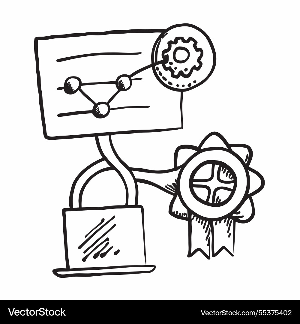 Neural network and quality assurance badge Neural network and quality assurance badge vector image