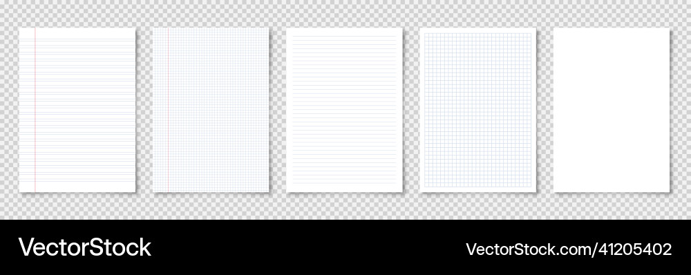 Realistic blank lined paper sheets in a4 format Realistic blank lined paper sheets in a4 format vector image