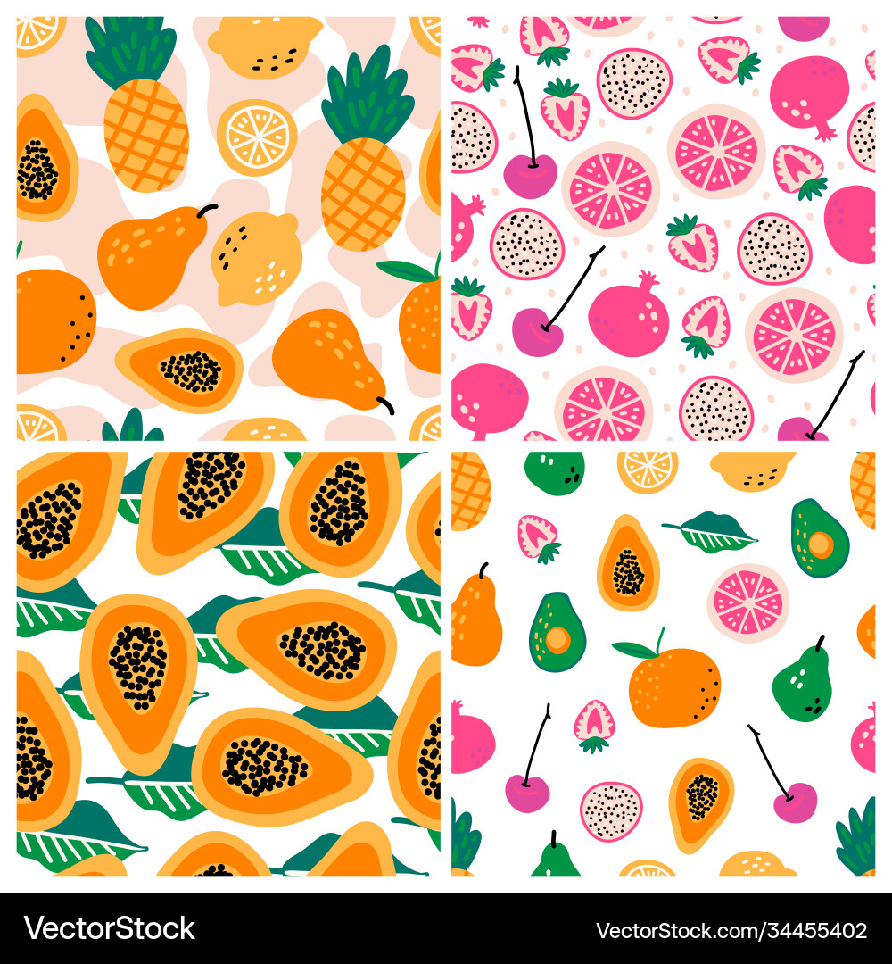Set four seamless repeat patterns with hand Vector Image