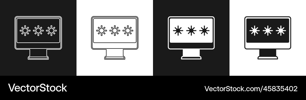 Set monitor with password notification icon Vector Image