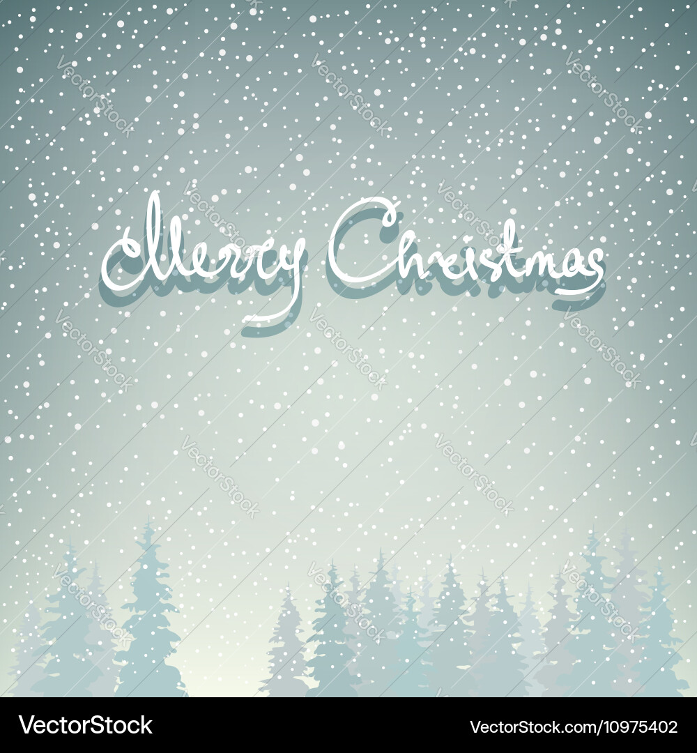 Snowfall in the forest and text Vector Image