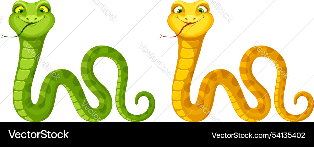 Yellow and green cartoon snake Yellow and green cartoon snake vector image