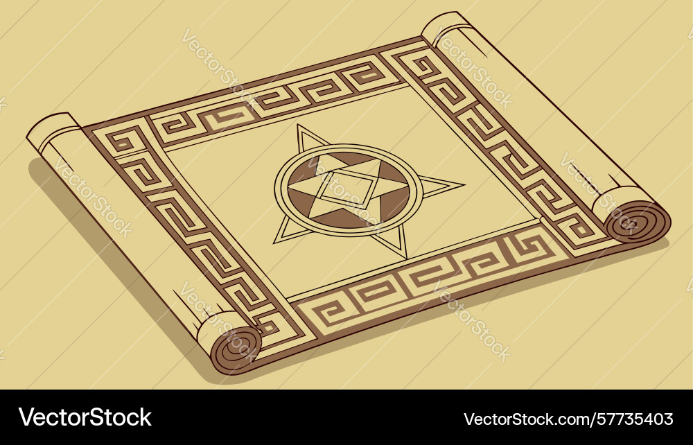 Ancient scroll with geometric patterns history vector image