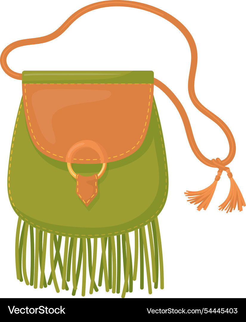 Boho purse cartoon icon crossbody leather handbag Boho purse cartoon icon crossbody leather handbag vector image