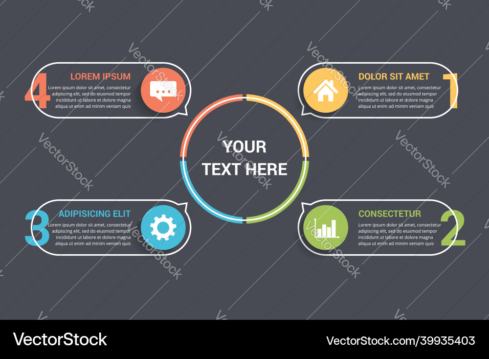 Circle diagram with 4 elements Vector Image