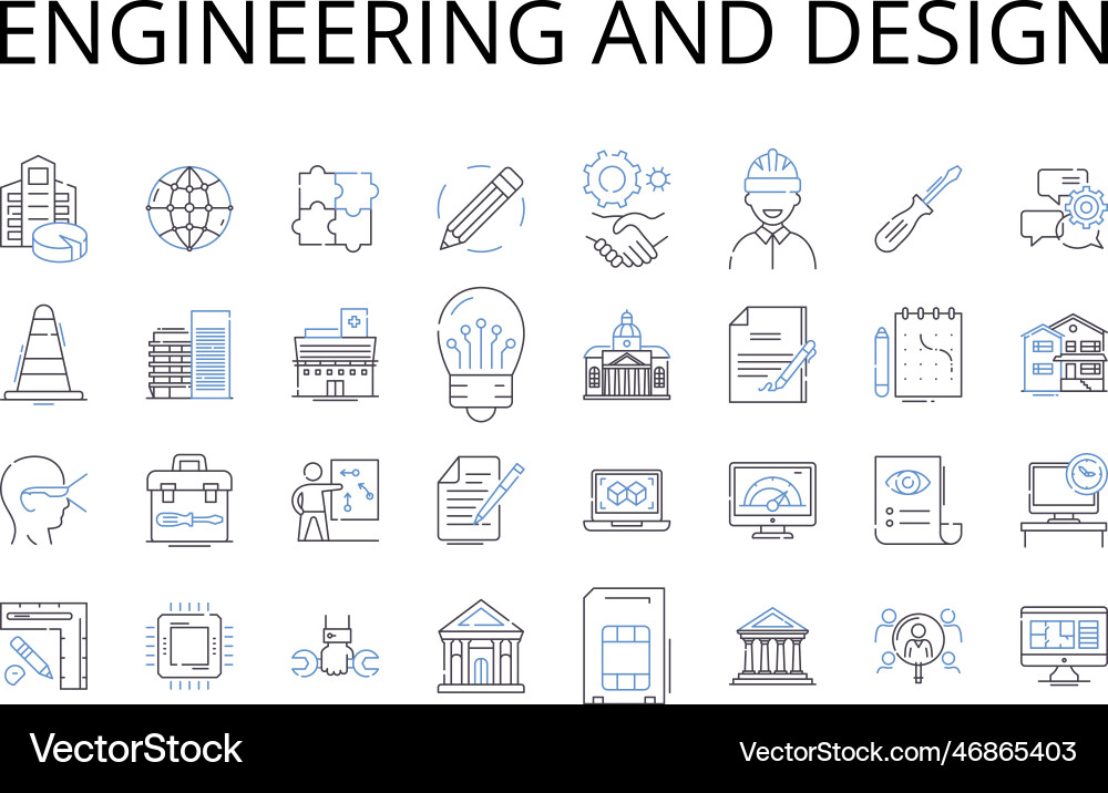 Engineering and design line icons collection Engineering and design line icons collection Vector Image