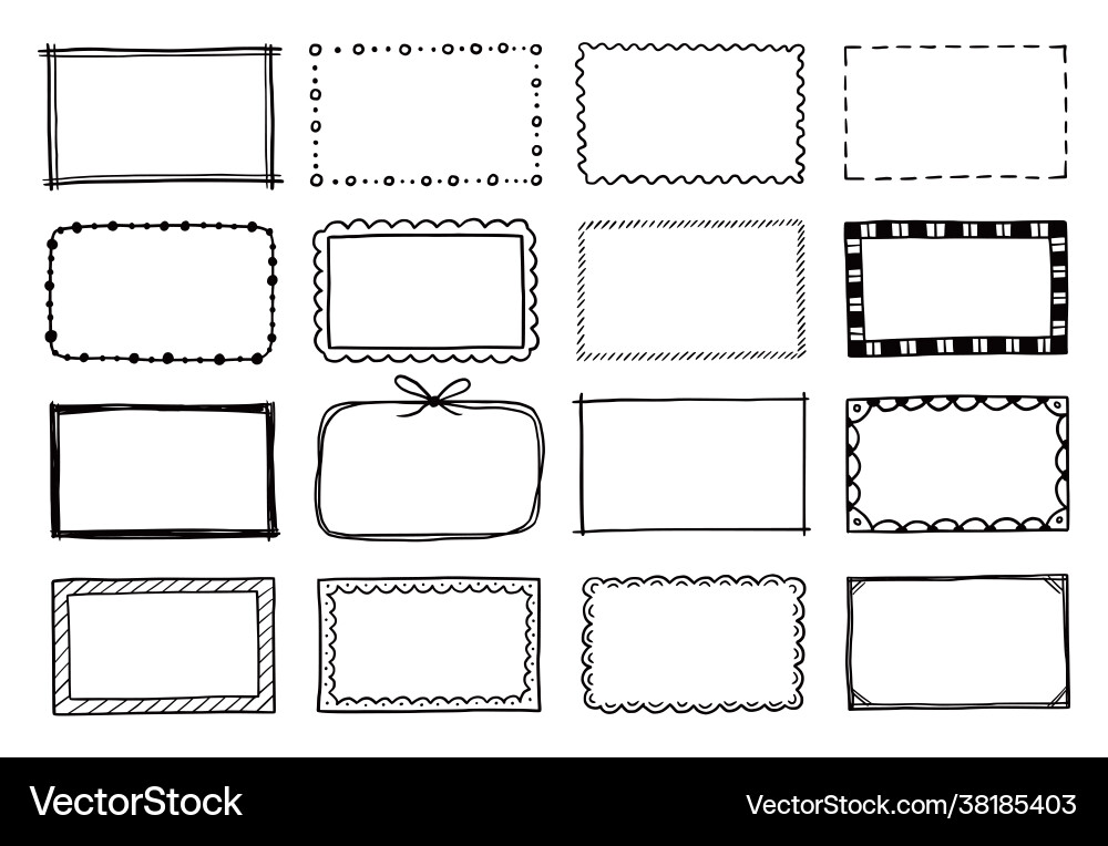 Hand drawn set rectangle frame vector image