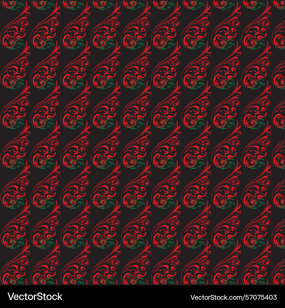 Intricate repeating pattern of red and green vector image