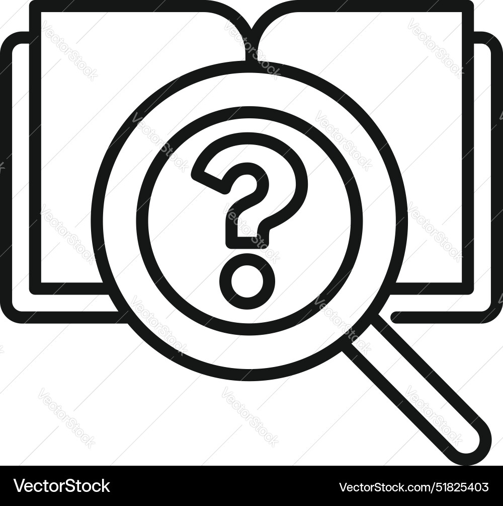 Magnifying glass searching question mark over open Magnifying glass searching question mark over open vector image