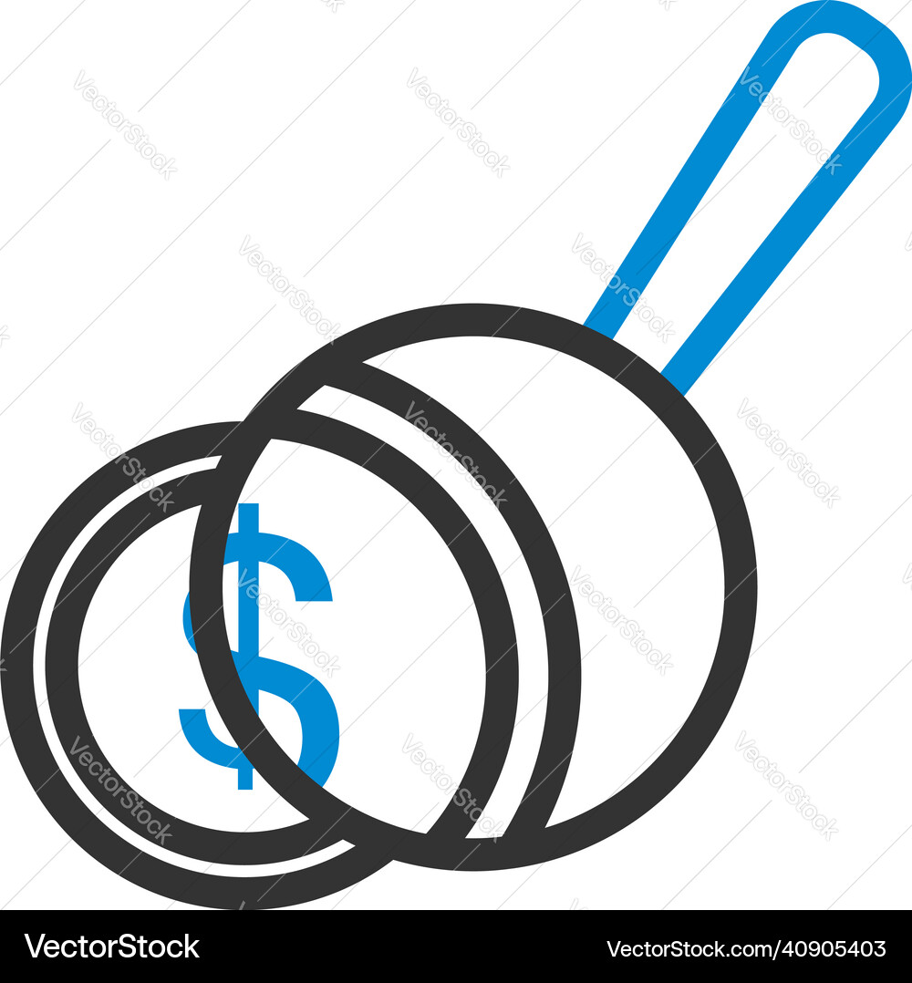 Magnifying over coins stack icon Magnifying over coins stack icon vector image