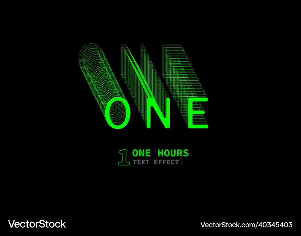 One hours text effect Vector Image