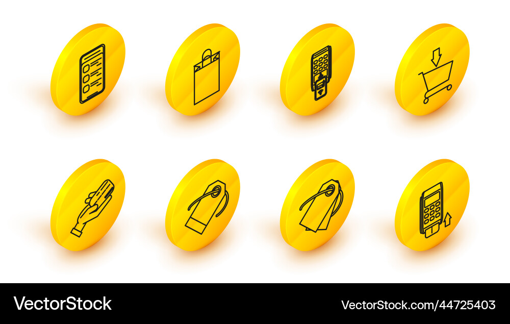 Set line pos terminal with inserted credit card Set line pos terminal with inserted credit card Vector Image