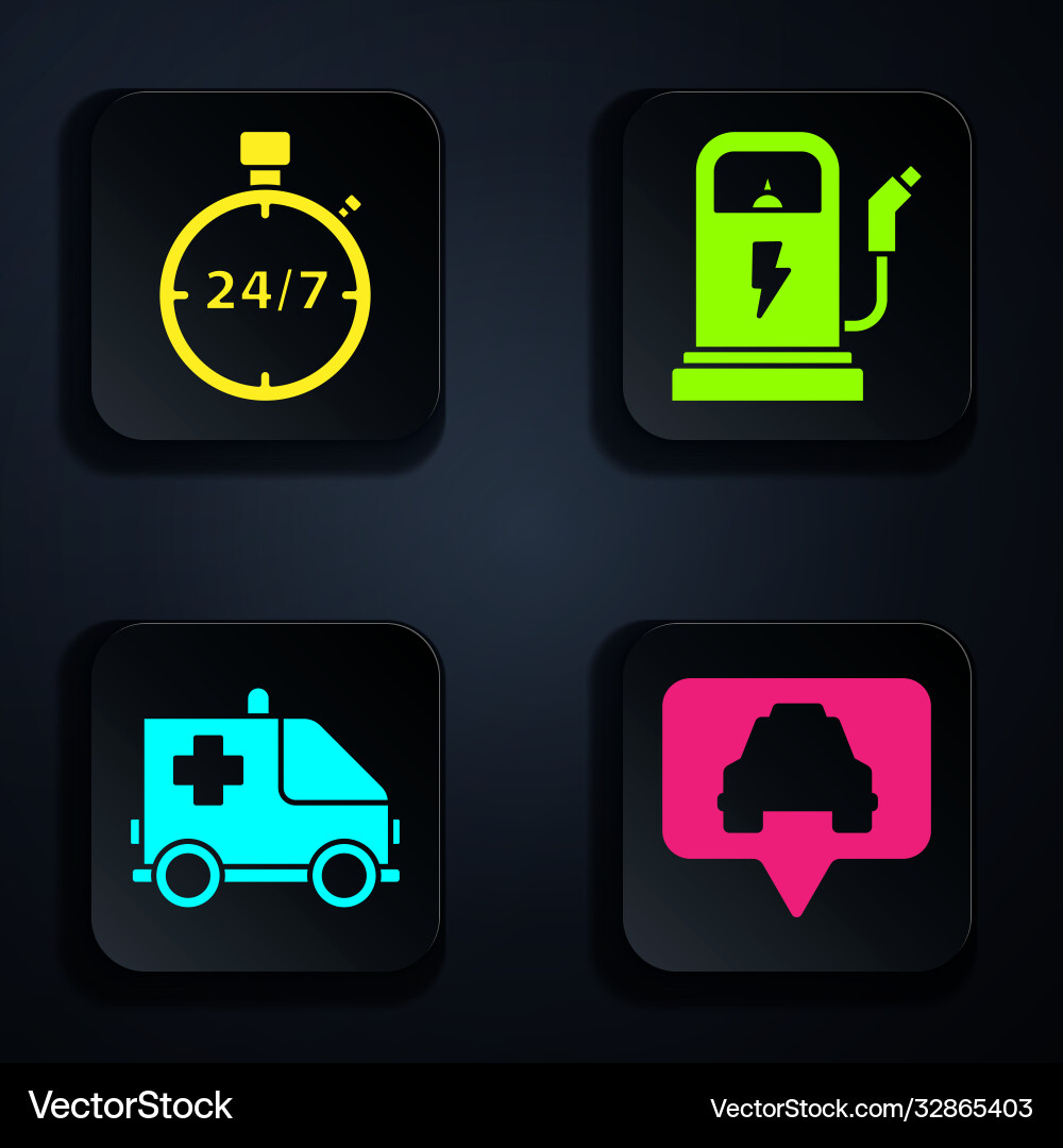 Set map pointer with taxi stopwatch 24 hours vector image