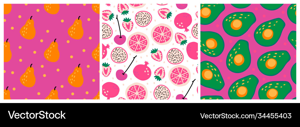 Set three seamless repeat patterns with hand Vector Image
