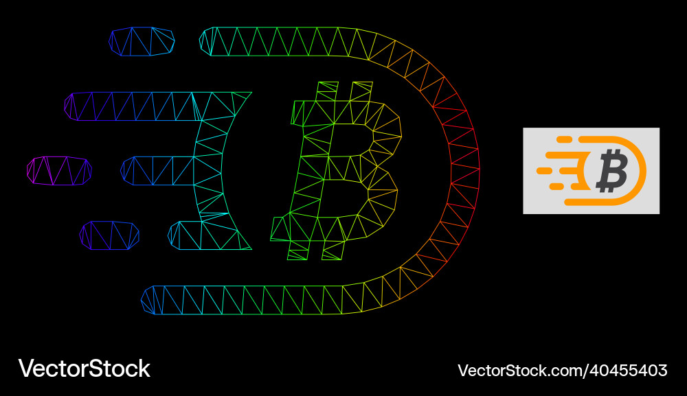 Spectrum gradiented polygonal network bitcoin icon Spectrum gradiented polygonal network bitcoin icon Vector Image