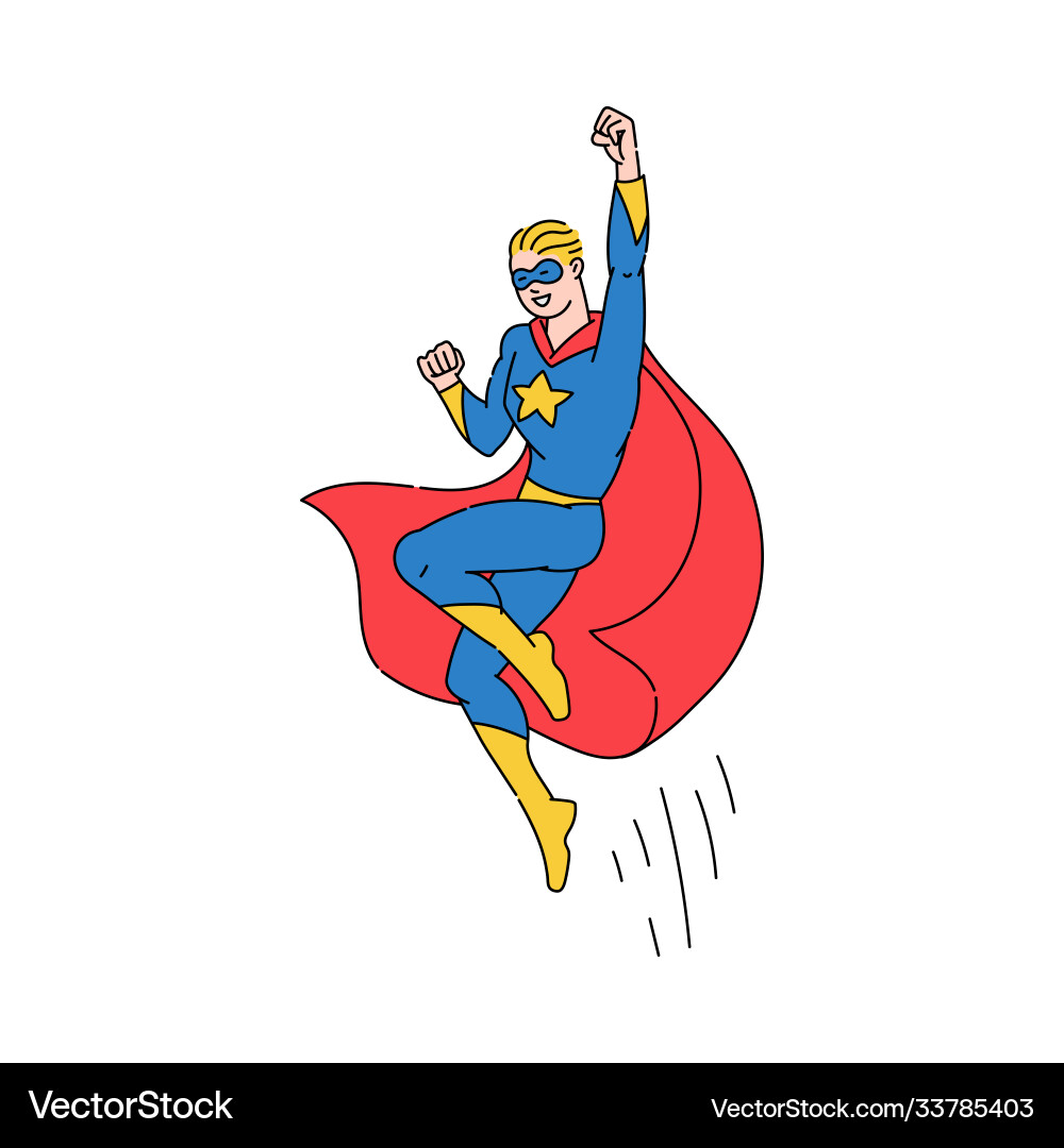 Superhero Mann fliegen mit Cape waving Cartoon Superhero Mann fliegen mit Cape waving Cartoon vektorbild