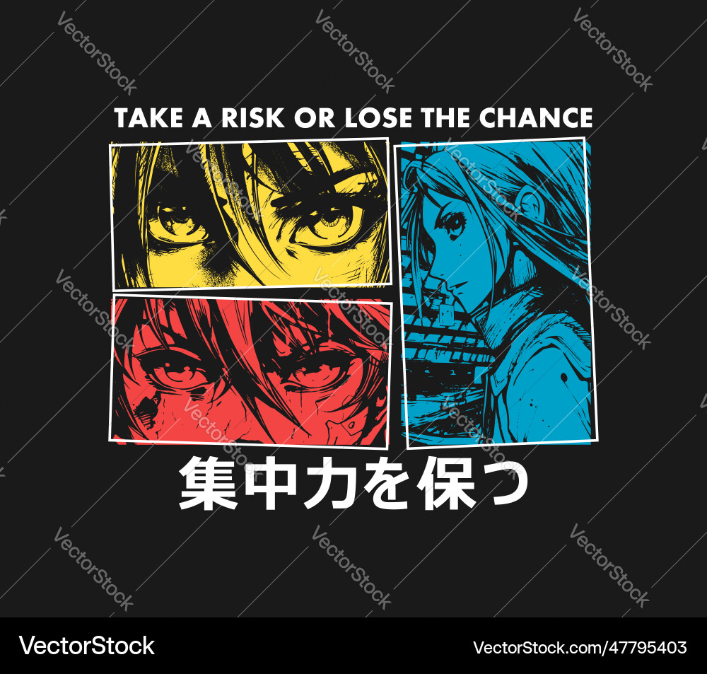 T-shirt design with manga characters T-shirt design with manga characters vector image