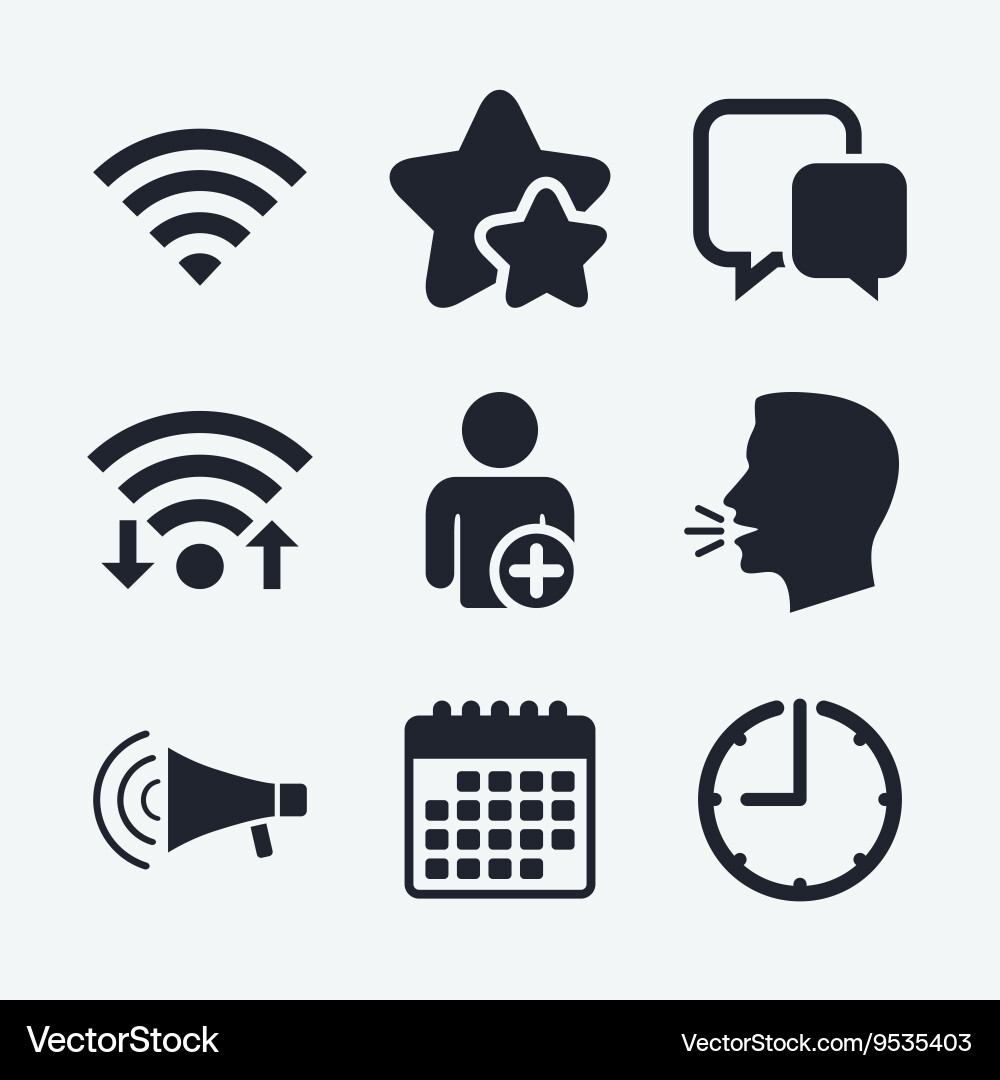 Wifi and chat bubbles add user megaphone Vector Image