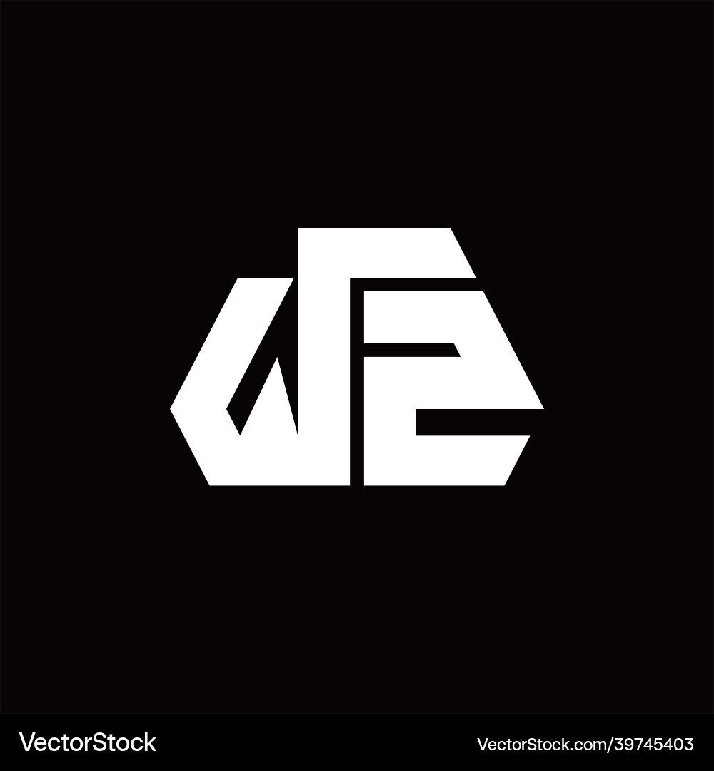 Wz logo monogram with octagon shape style design Vector Image