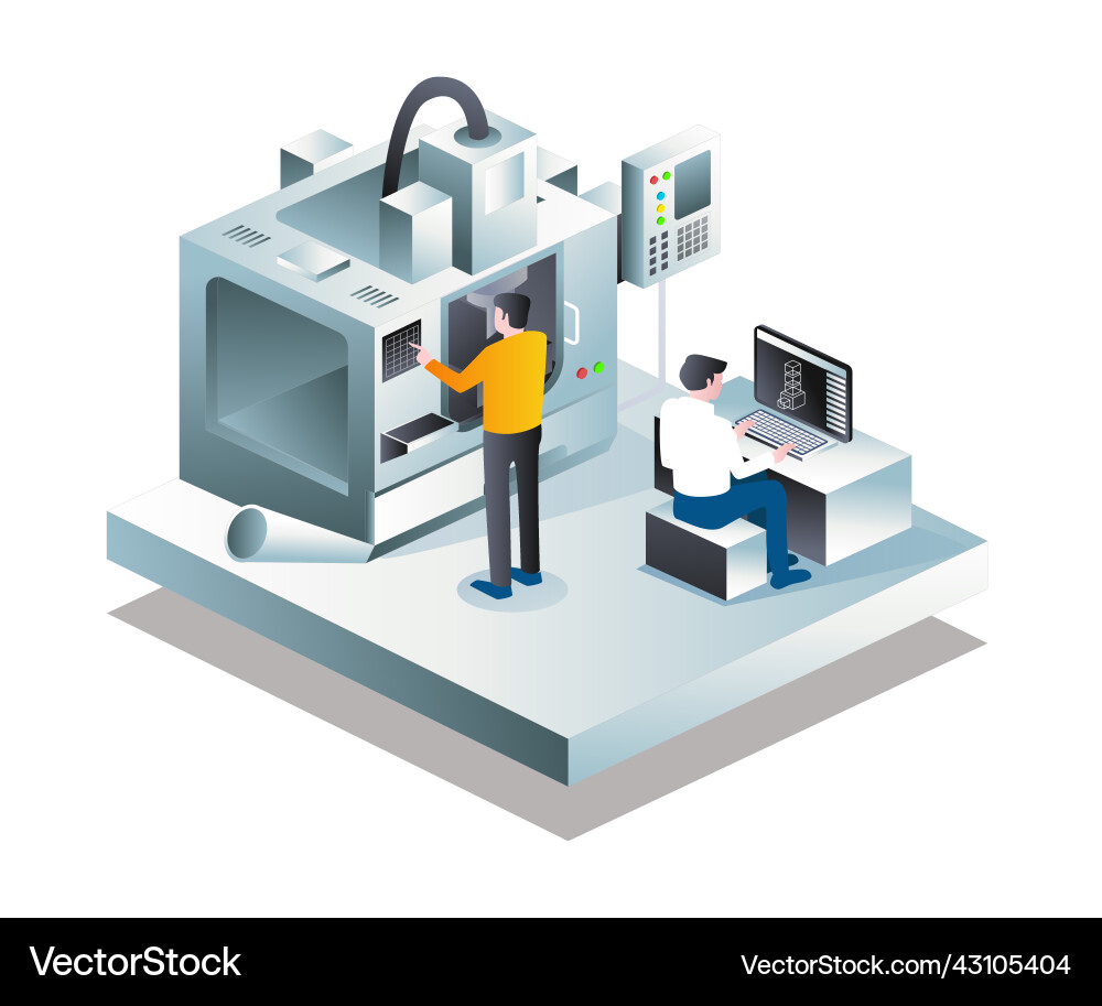 3d designer and cnc machine operator 3d designer and cnc machine operator vector image