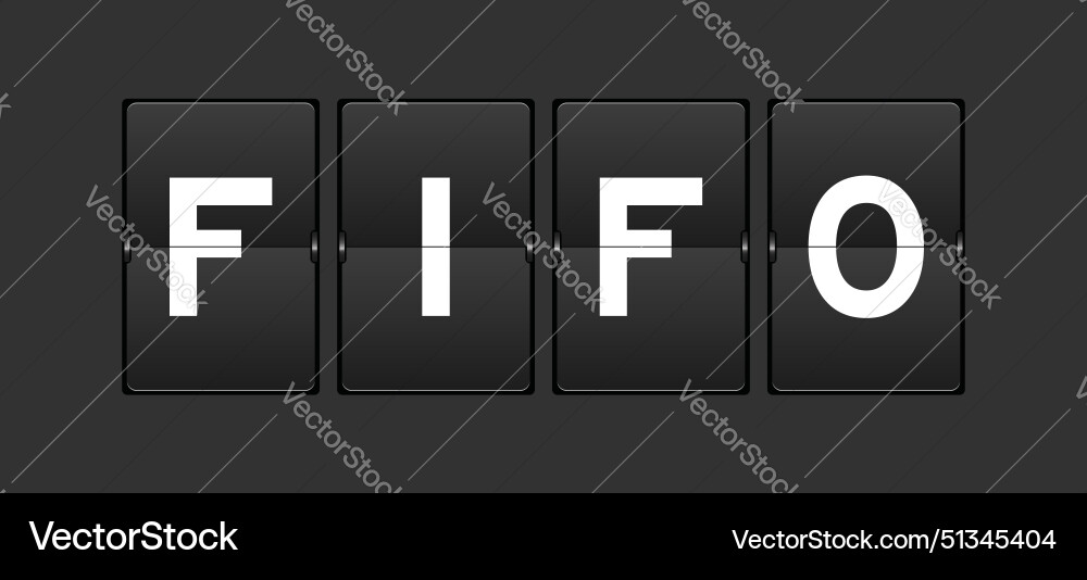 Black color analog flip board with word fifo Vector Image