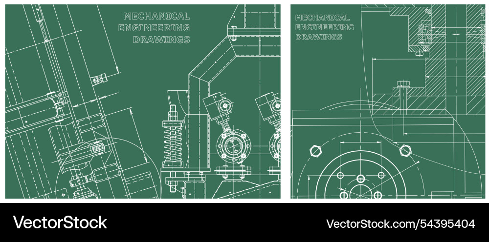 Blueprint set engine line drawing Blueprint set engine line drawing vector image