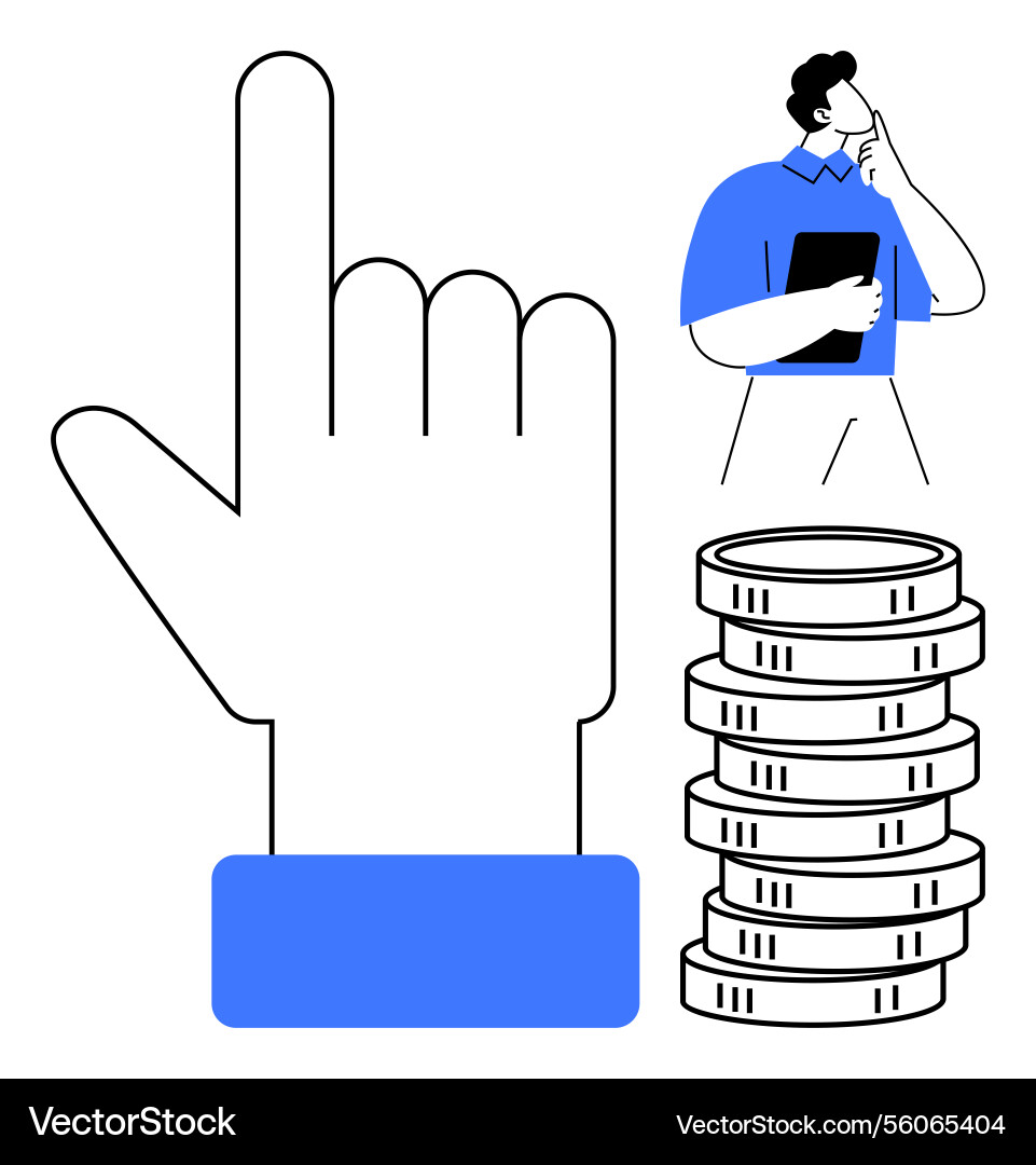 Decision-making process with hand gesture stacked Vector Image
