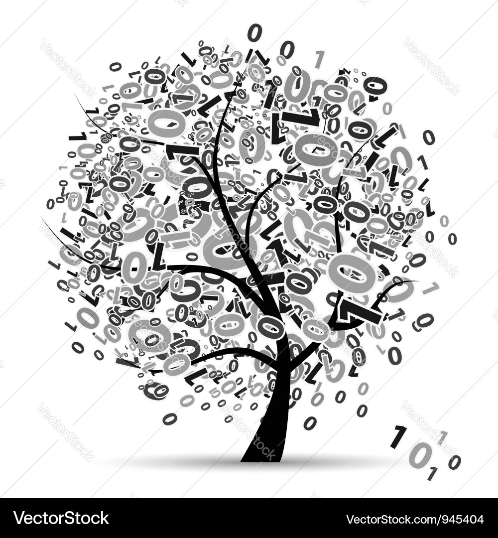 Digital Tree with Numbers Vector Image