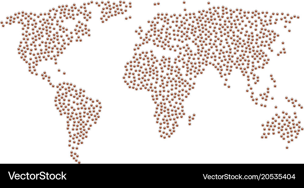 Global map pattern of bug icons vector image