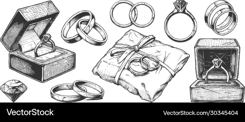 Hochzeitsringe und Schmuck Hochzeitsringe und Schmuck vektorbild