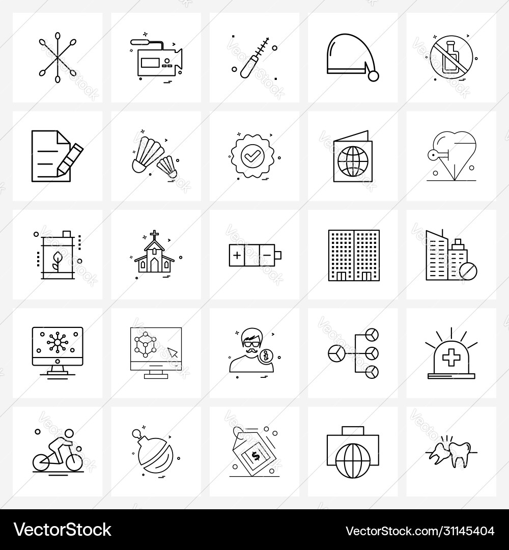 Isolated symbols set 25 simple line icons Vector Image