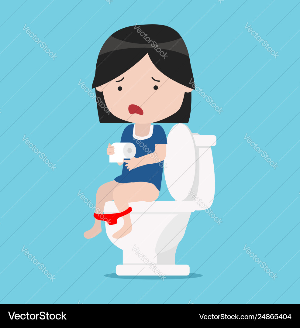 Little girl sitting on white toilet vector image