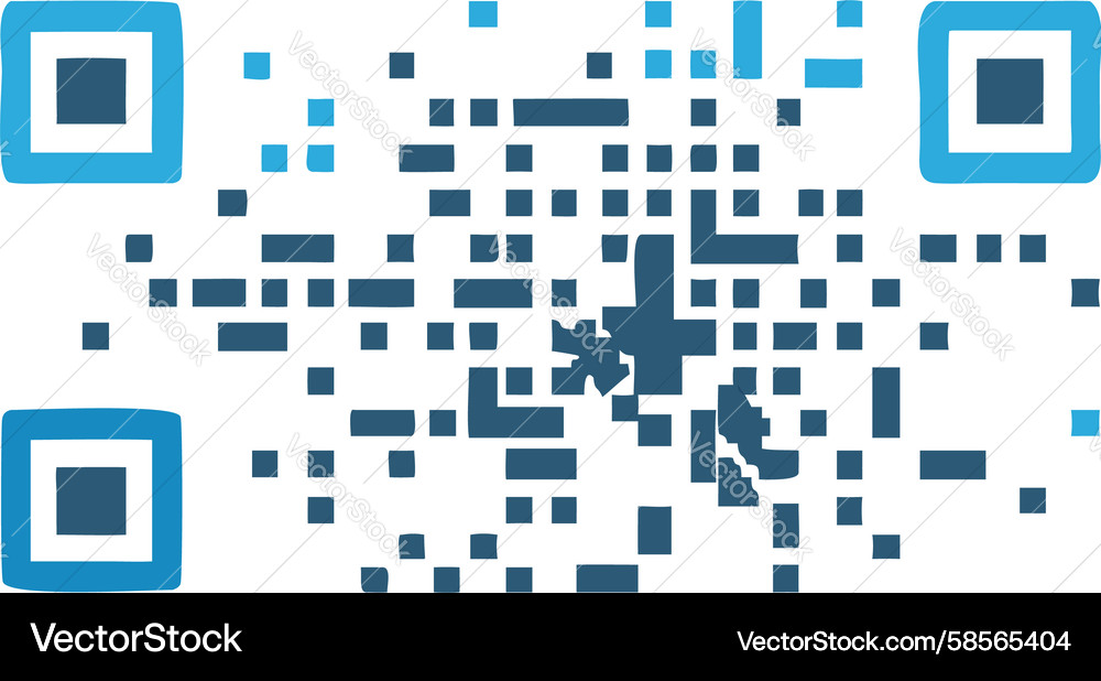 Pixelated QR Code - Central Square Vector Image